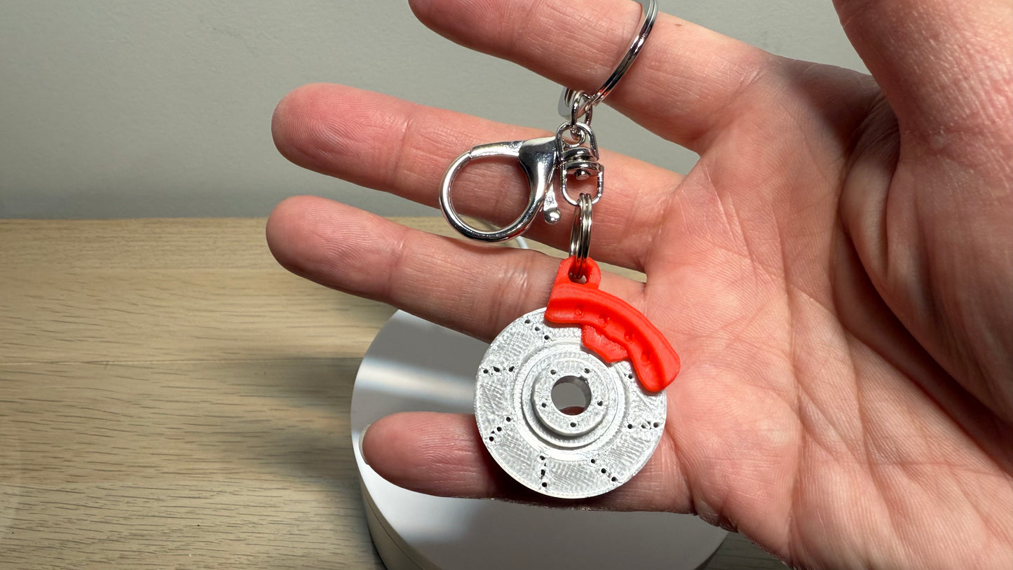 3D Printed Spinning Brembo Style Cross Drilled Racing Brake Keyring Keychain Fidget Toy