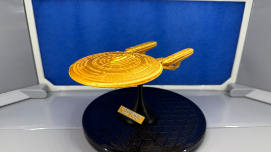 1/2700 Scale 3D Printed Star Trek NC-1701 USS Enterprise in Gold Captain's Special Edition on Stand w/ Plaque 19X11.5X10.5cm