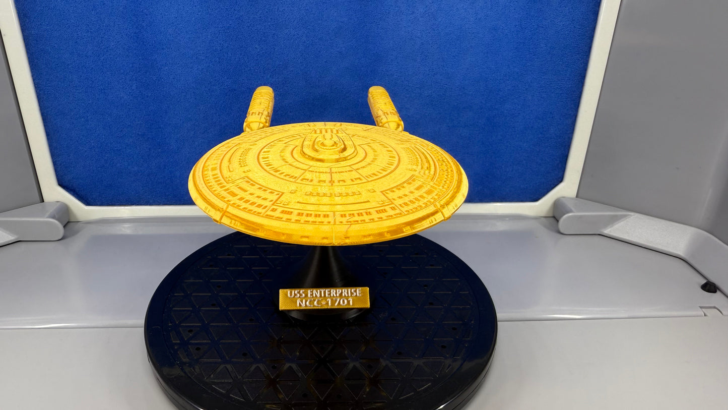 1/2700 Scale 3D Printed Star Trek NC-1701 USS Enterprise in Gold Captain's Special Edition on Stand w/ Plaque 19X11.5X10.5cm