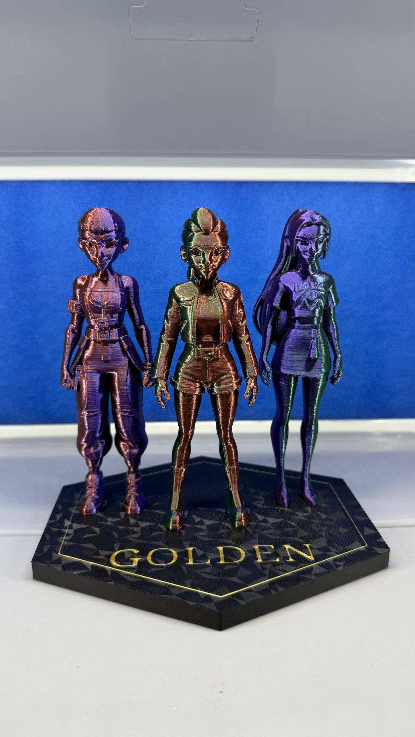 3D Printed K-Pop Demon Hunters Huntrix Rumi Zoey Mira Special Golden Diorama Display 16X15.5X16.5cm