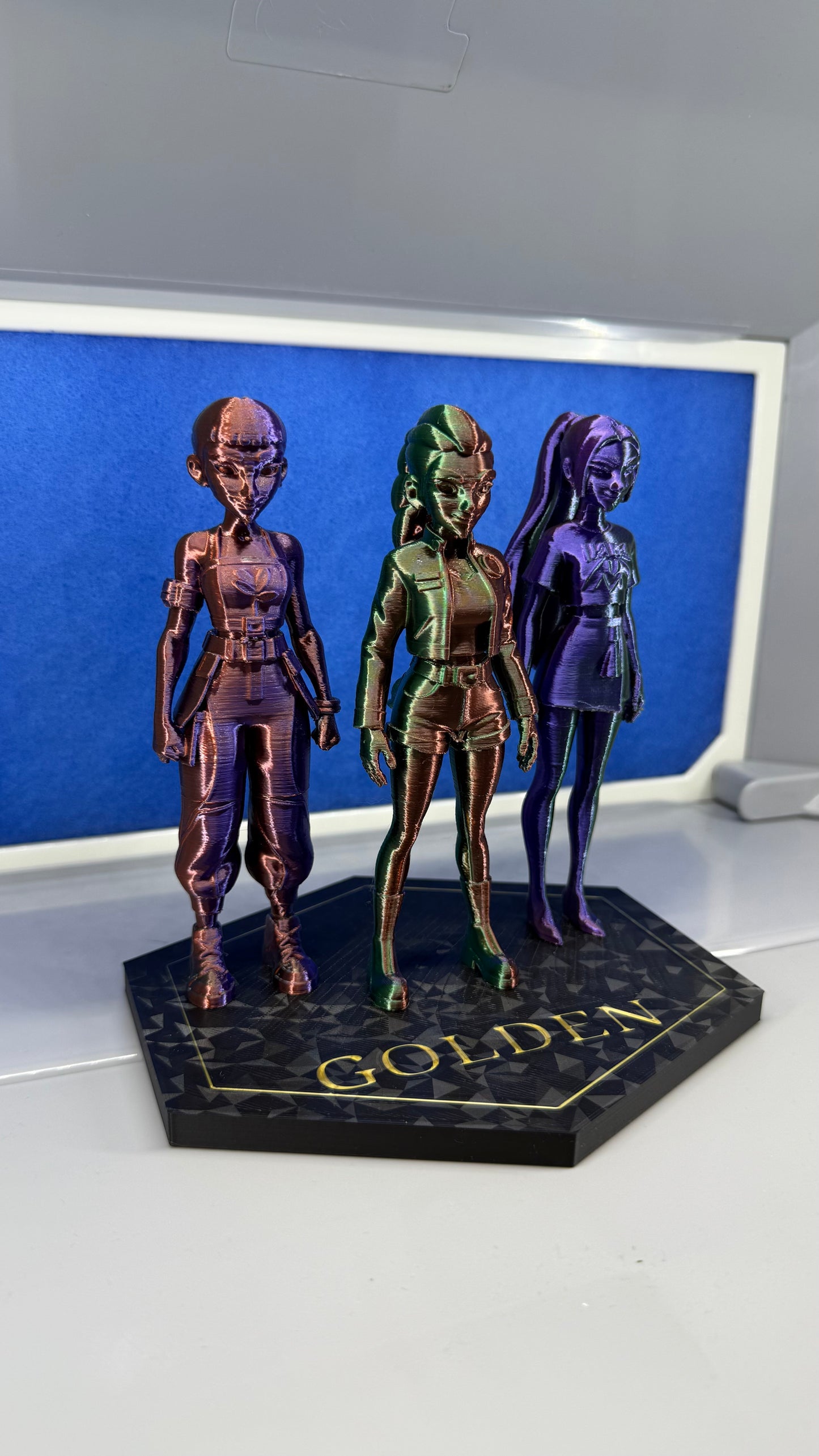 3D Printed K-Pop Demon Hunters Huntrix Rumi Zoey Mira Special Golden Diorama Display 16X15.5X16.5cm