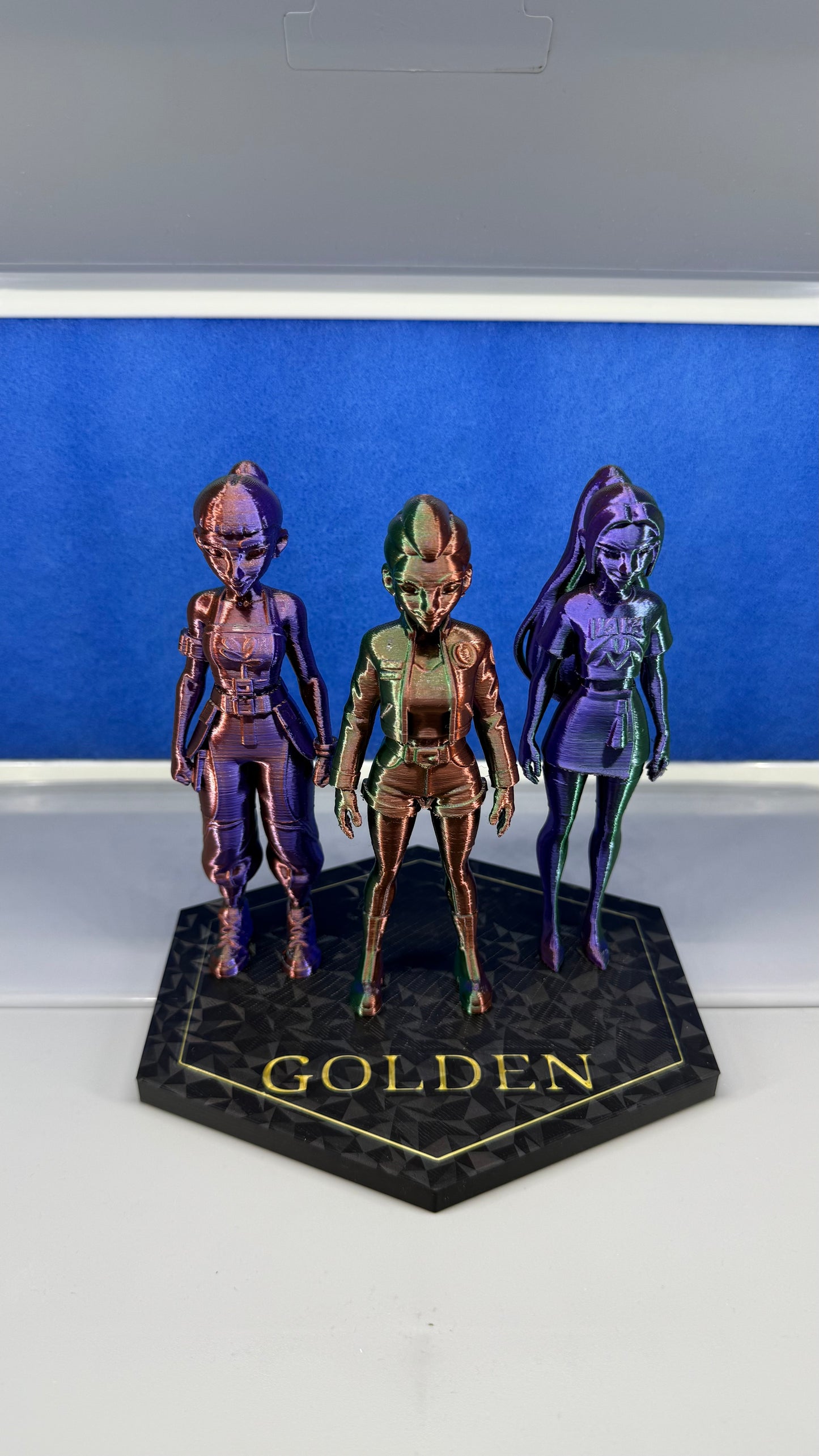 3D Printed K-Pop Demon Hunters Huntrix Rumi Zoey Mira Special Golden Diorama Display 16X15.5X16.5cm