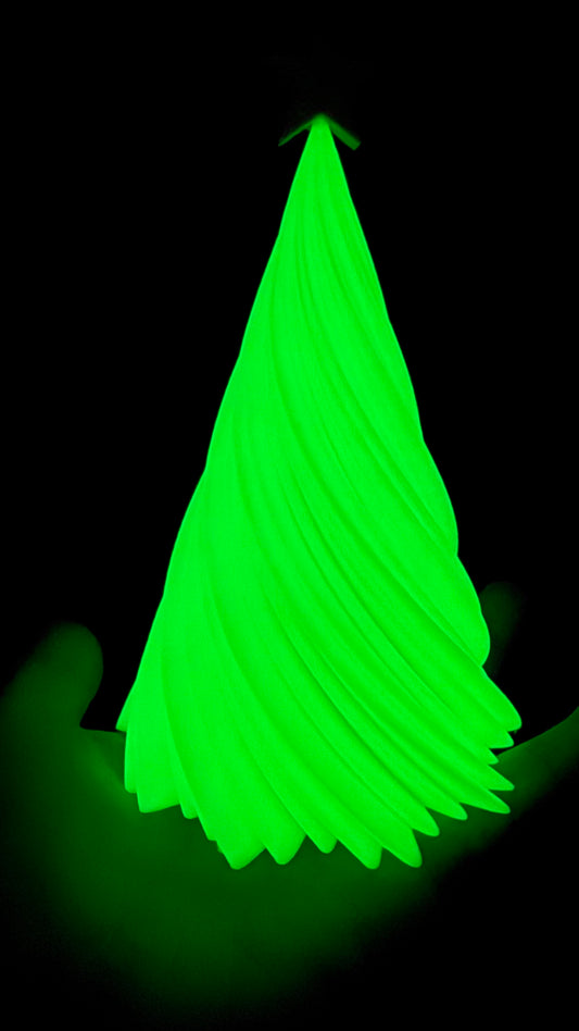 Modern Spiral Abstract Glow in the Dark Desktop Christmas Tree with Golden Star