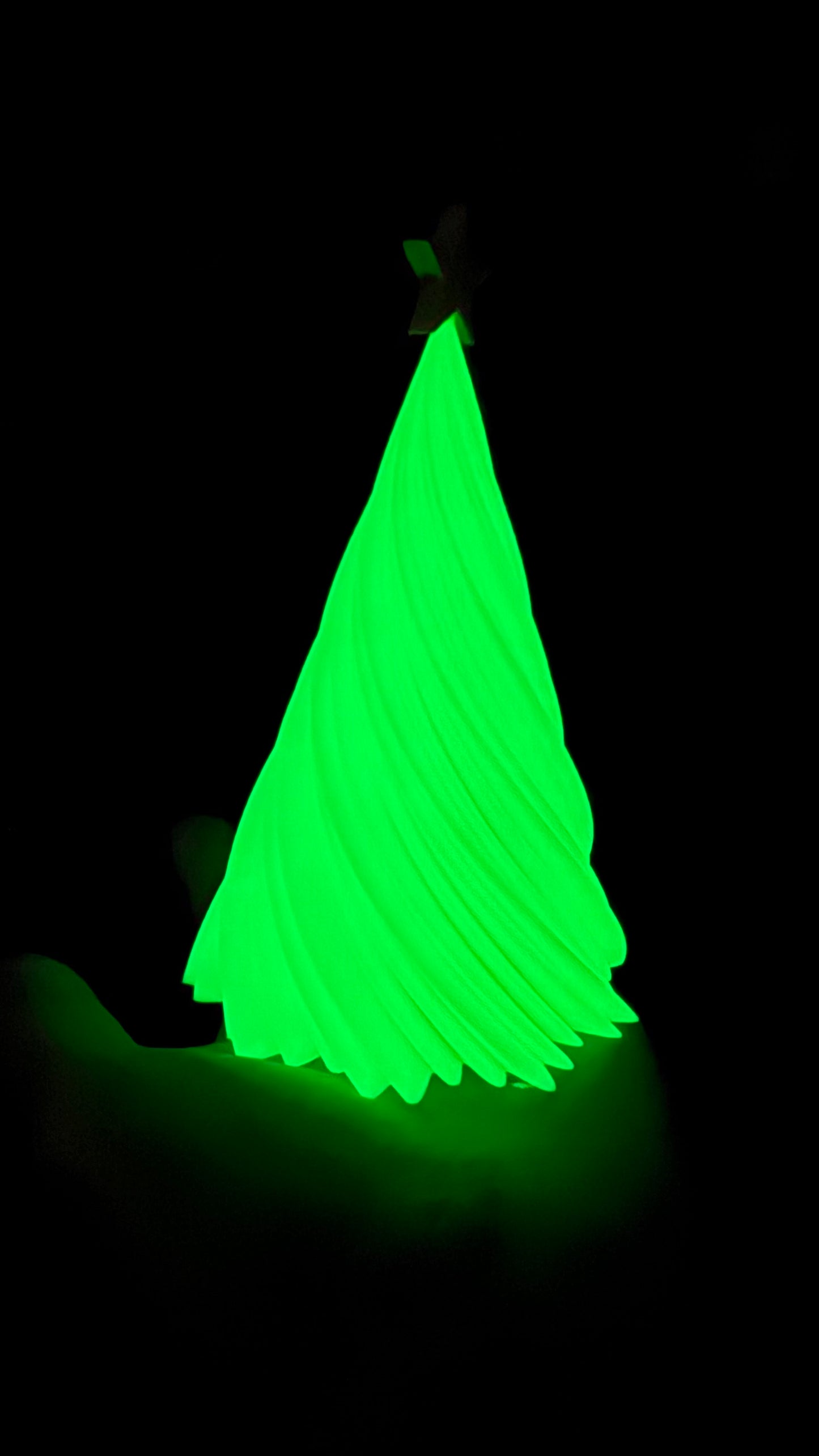 Modern Spiral Abstract Glow in the Dark Desktop Christmas Tree with Golden Star