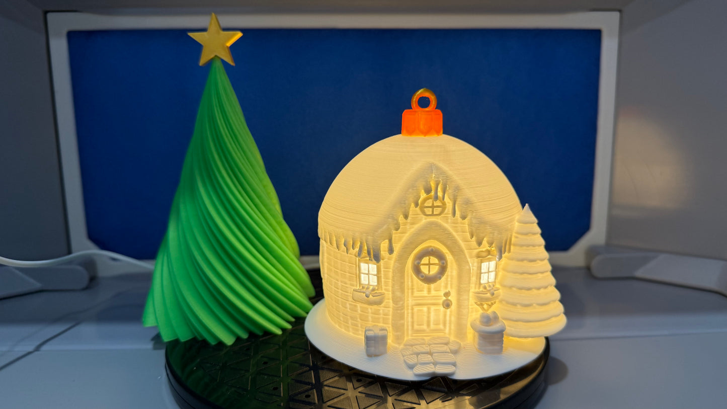 Light Up Christmas Snow Dome House Light USB LED Light 12.5X12.5cm