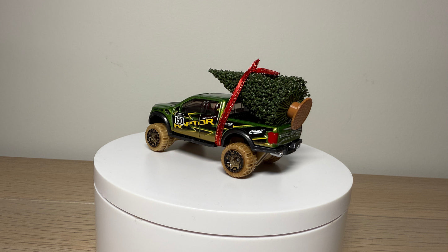 Hot Wheels Ford F-150 Raptor Extra Painted Details w/ Realistic Christmas Tree