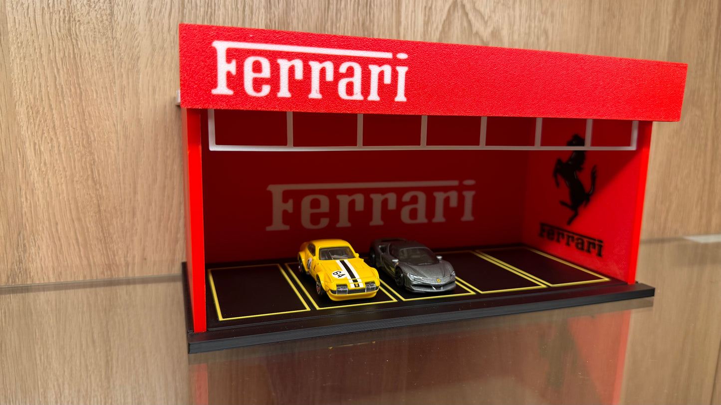1/64 Scale Ferrari Display Showroom Parking Garage for Hot Wheels Die-Cast Cars