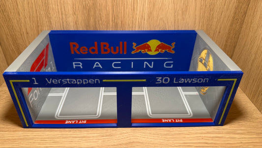 1/64 Scale Red Bull F1 Pit Garage Verstappen & Lawson for Hot Wheels Die-Cast Cars