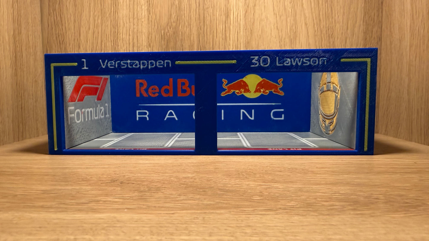 1/64 Scale Red Bull F1 Pit Garage Verstappen & Lawson for Hot Wheels Die-Cast Cars