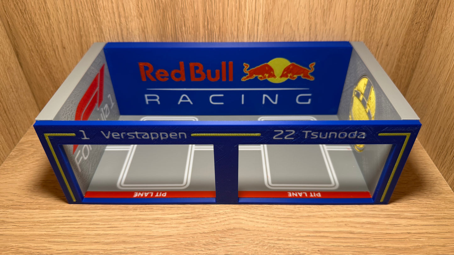 1/64 Scale Red Bull F1 Pit Garage Verstappen Tsunoda 4 Hot Wheels Die-Cast Cars