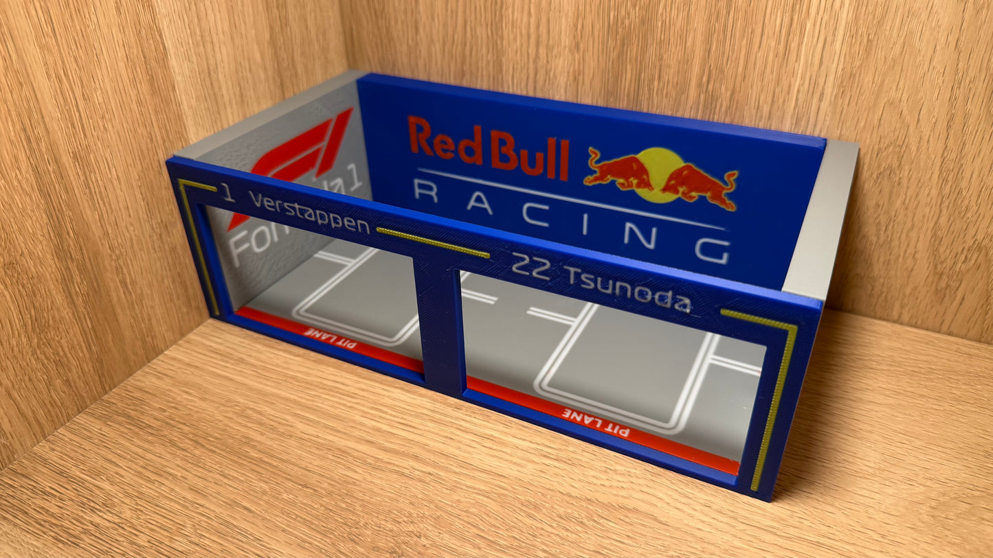 1/64 Scale Red Bull F1 Pit Garage Verstappen Tsunoda 4 Hot Wheels Die-Cast Cars
