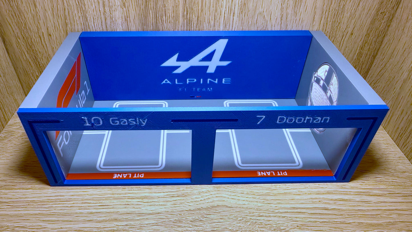 1/64 Alpinen F1 Pit Garage Gasly & Doohan Piastri Hot Wheels Spark Burago