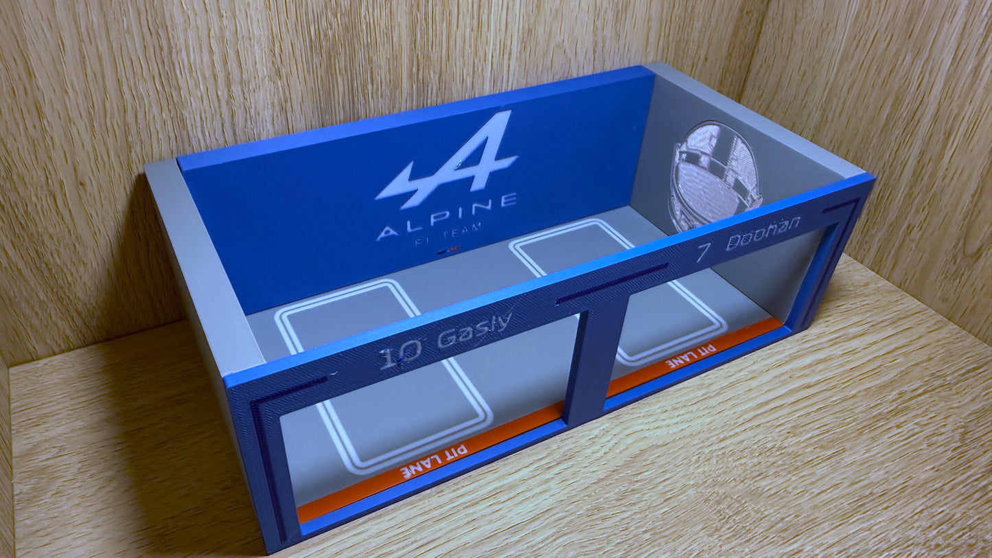 1/64 Alpinen F1 Pit Garage Gasly & Doohan Piastri Hot Wheels Spark Burago