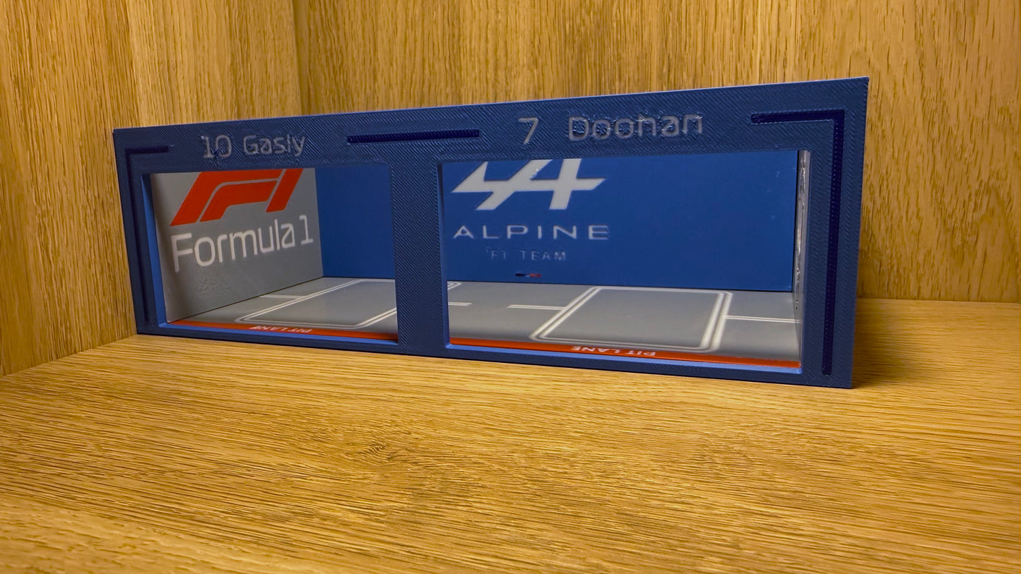 1/64 Alpinen F1 Pit Garage Gasly & Doohan Piastri Hot Wheels Spark Burago