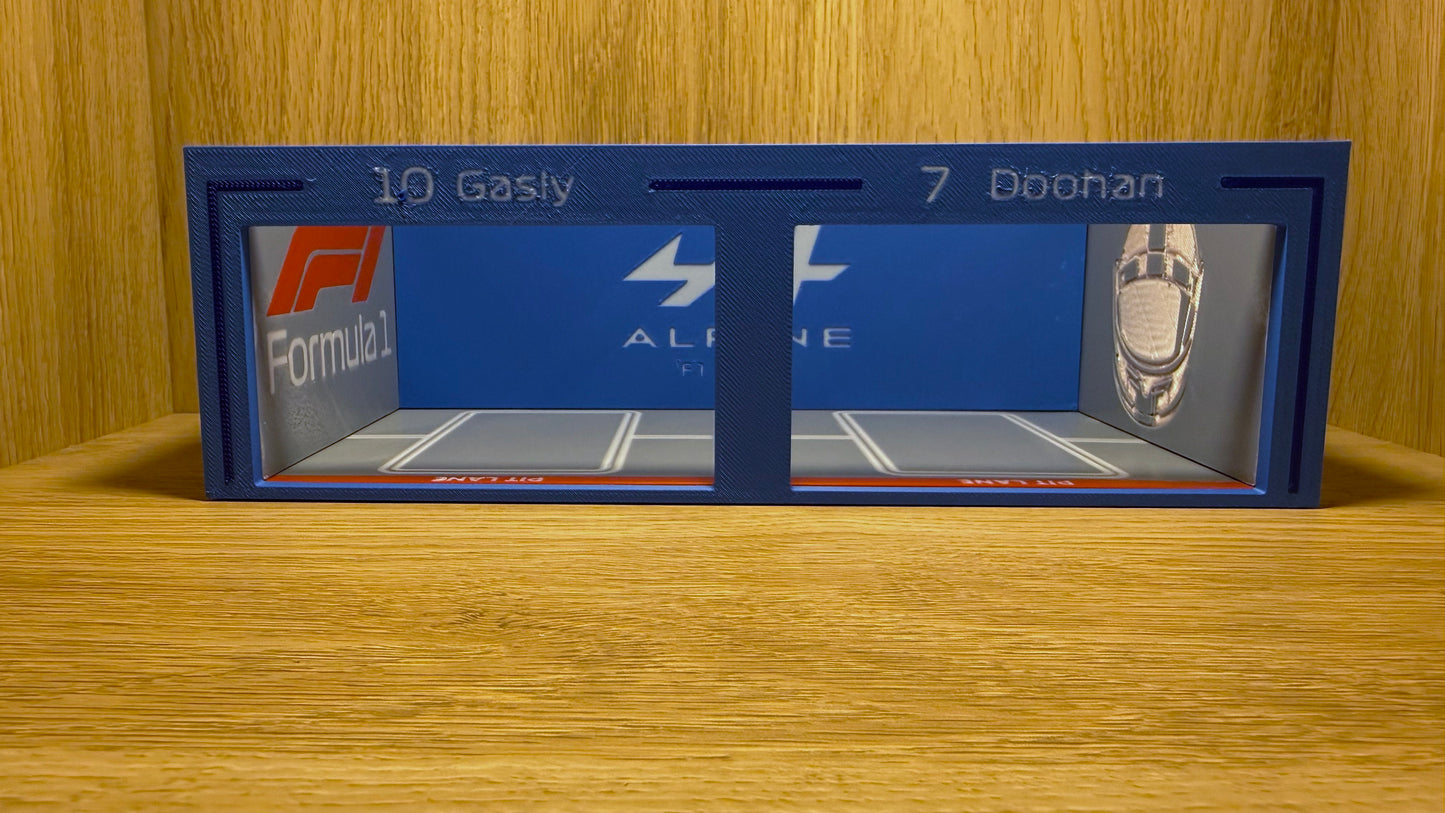 1/64 Alpinen F1 Pit Garage Gasly & Doohan Piastri Hot Wheels Spark Burago