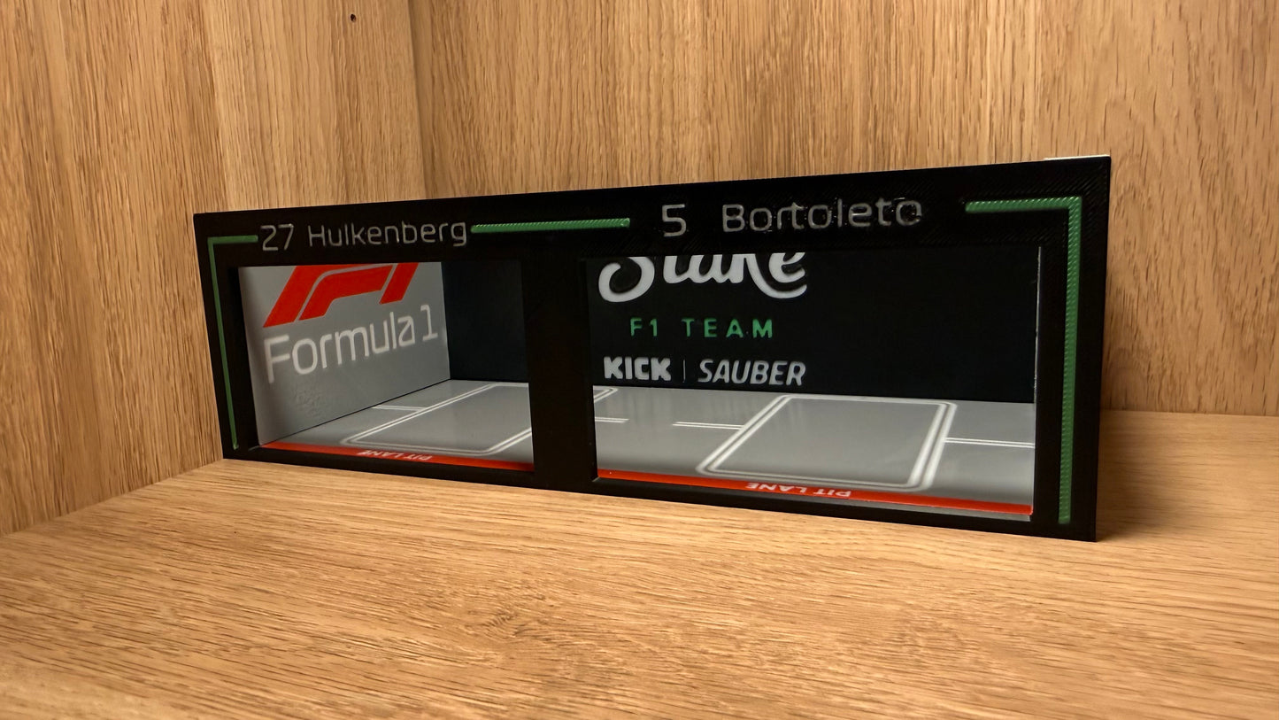 1/64 Stake Sauber F1 Pit Garage Hulkenberg & Bortoleto Hot Wheels Spark Burago