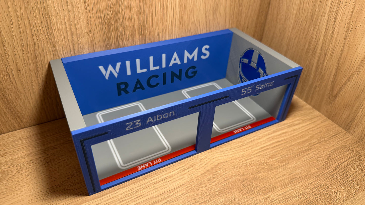 1/64 Williams F1 Pit Garage Alex Albon & Carlos Sainz Hot Wheels Spark Burago