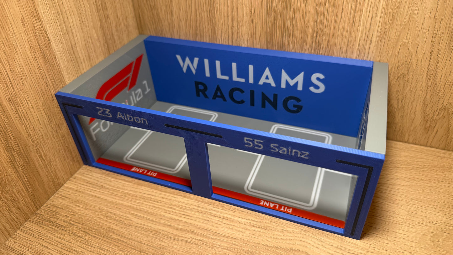 1/64 Williams F1 Pit Garage Alex Albon & Carlos Sainz Hot Wheels Spark Burago