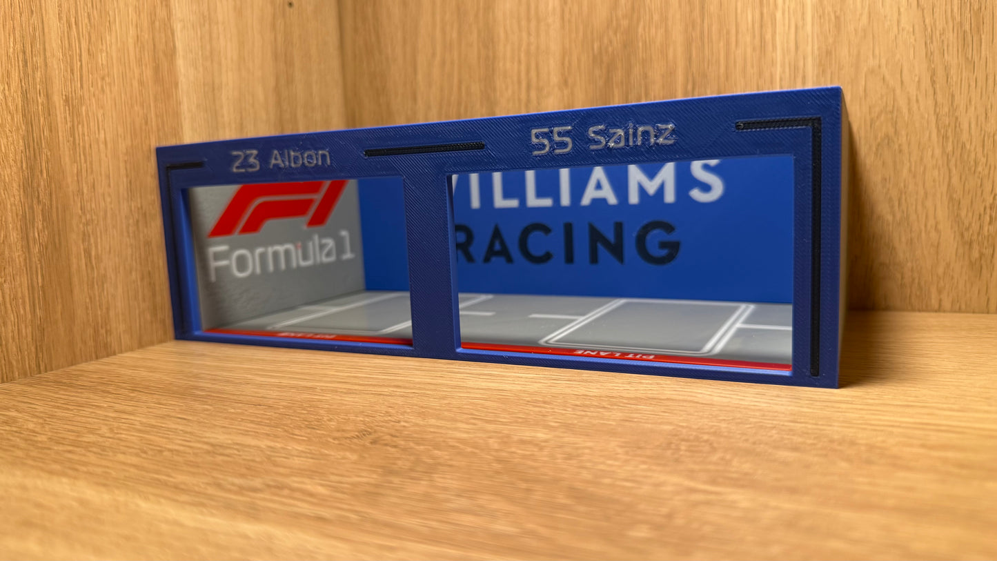 1/64 Williams F1 Pit Garage Alex Albon & Carlos Sainz Hot Wheels Spark Burago