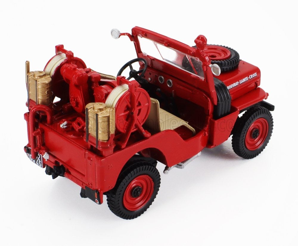 HACHETTE - 1/43 - JEEP - HOTCHKISS ROUVRAY SAINTE CROIX FIRE ENGINE 1945 - RED