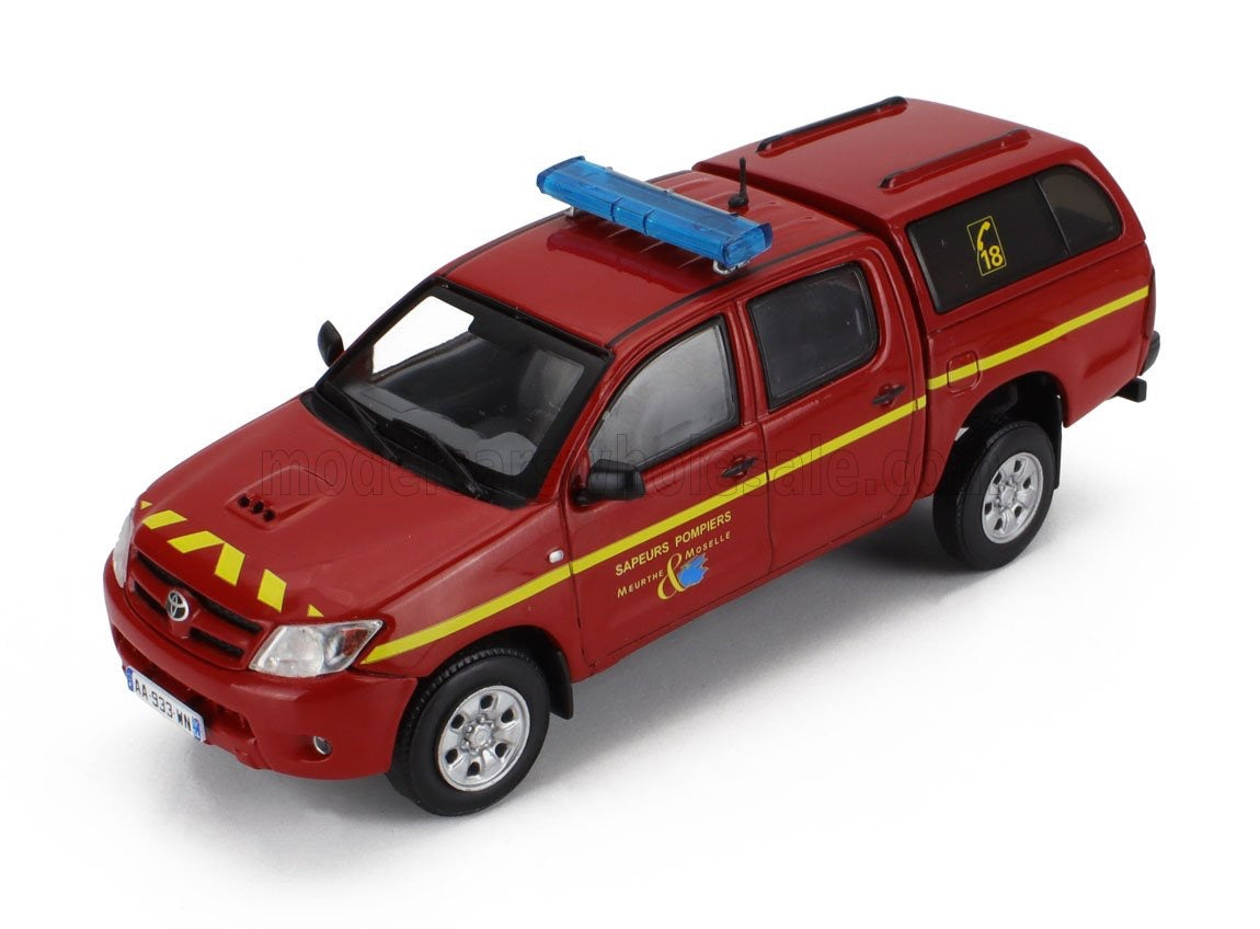 HACHETTE - 1/43 -TOYOTA - HILUX PICK-UP CLOSED MEURTHE & MOSELLE FIRE ENGINE 2014 - RED YELLOW
