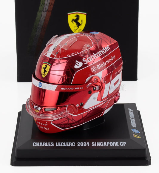 1/5 SPARK-MODEL BELL HELMET F1 CHARLES LECLERC TEAM FERRARI HP N 16 SINGAPORE GP 2024