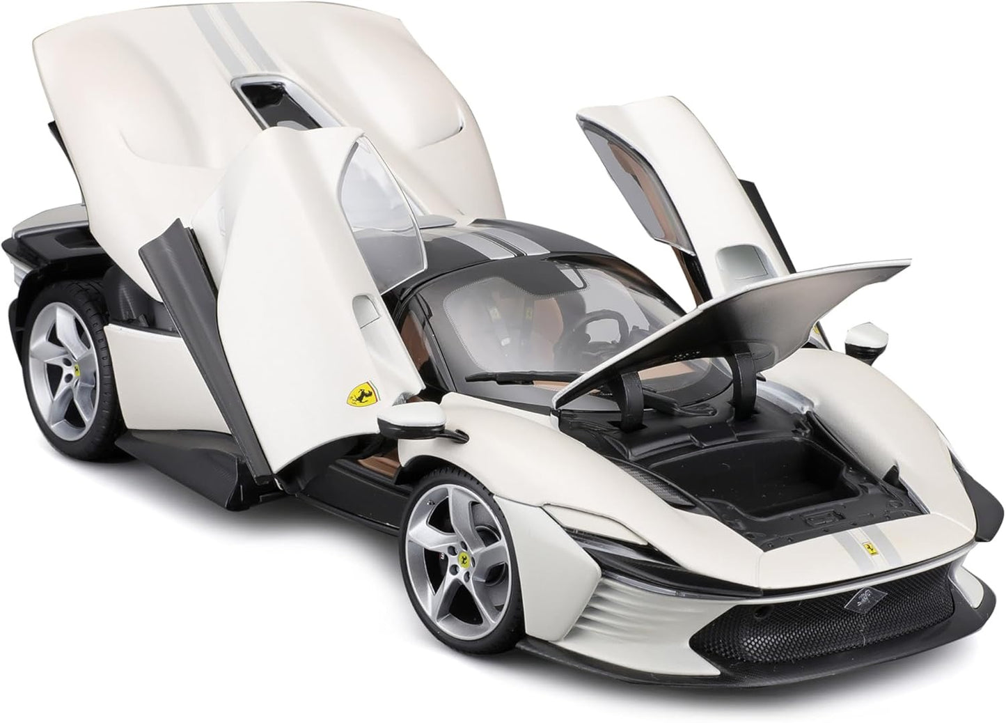 1/18 BURAGO SIGNATURE SERIES FERRARI - DAYTONA SP3 2022 - WHITE BLACK - FULL OPENINGS