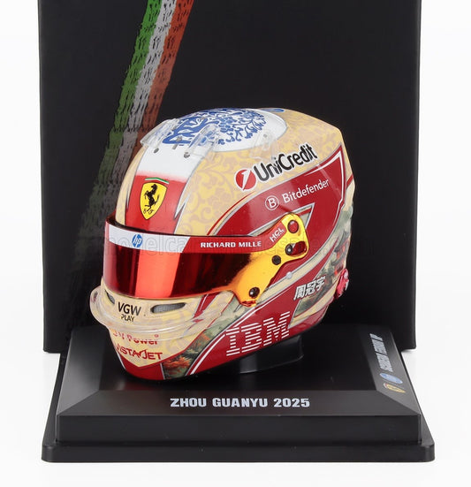 1/5 SPARK-MODEL BELL HELMET F1 ZHOU GUANYU TEAM FERRARI HP N 24 SEASON 2025
