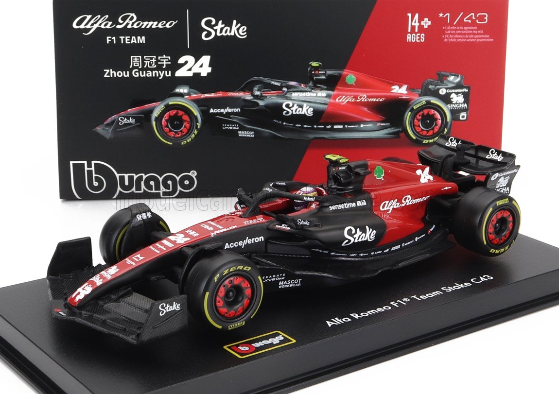 Burago 1/43 SIGNATURE ALFA ROMEO F1 C43 TEAM STAKE N 24 '23 ZHOU GUANYU CASED