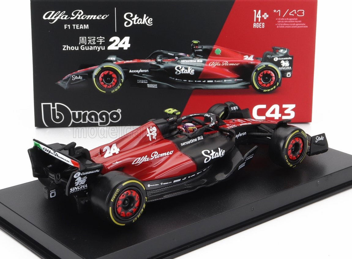 Burago 1/43 SIGNATURE ALFA ROMEO F1 C43 TEAM STAKE N 24 '23 ZHOU GUANYU CASED