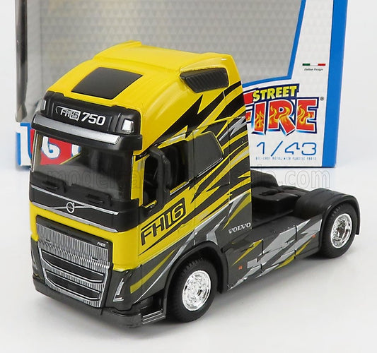 1/43 BURAGO VOLVO - FH16 750 TRACTOR TRUCK 2-ASSI 2020 - YELLOW GREY