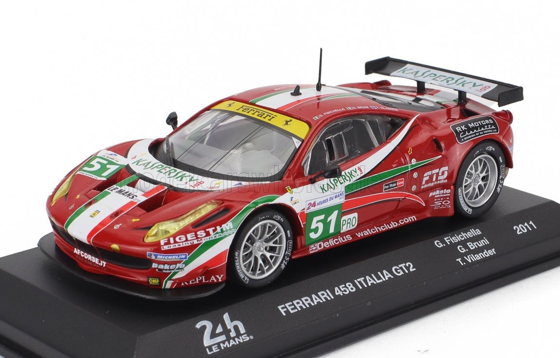 1/43 Atlas IXO Edition FERRARI - 458 ITALIA GT2 4.5L V8 TEAM AF CORSE N 51 24h LE MANS 2011 GIANCARLO FISICHELLA - GIANMARIA BRUNI - TONI VILANDER - RED