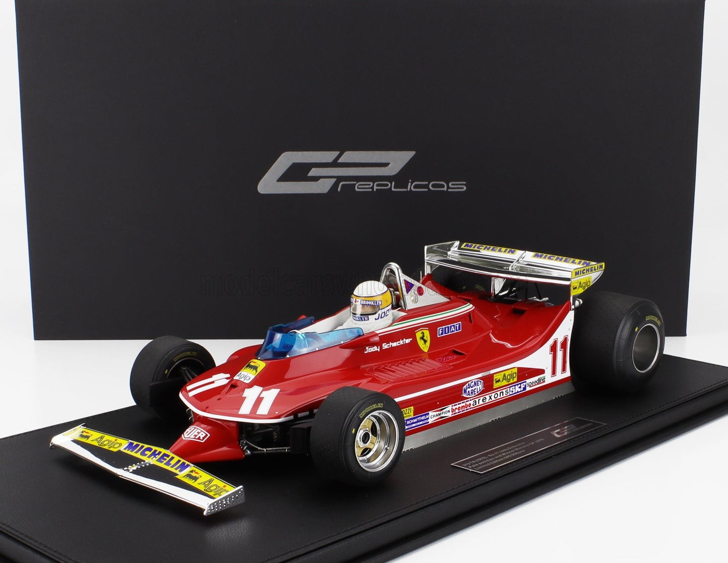 1/12 GP-REPLICAS FERRARI - F1 312T4 N 11 WORLD CHAMPION POLE POSITION AND WINNER MONACO GP (with pilot figure) 1979 JODY SCHECKTER - RED