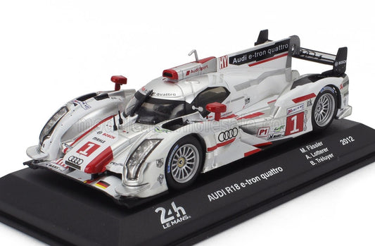 1/43 Atlas IXO Edition AUDI - R18 E-TRON QUATTRO TDi 3.7L TURBO V6 HYBRID TEAM AUDI SPORT JOEST N 1 WINNER 24h LE MANS 2012 ANDRE LOTTER - MARCEL FASSLER - BENOIT TRELUYER - WHITE SILVER RED