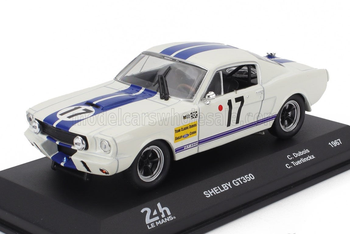 1/43 Atlas IXO Edition FORD USA - MUSTANG SHELBY 350GT 4.7L V8 COUPE TEAM C.DUBOIS N 17 24h LE MANS 1967 CLAUDE DUBOIS - CHRIS TUERLINCKX - WHITE BLUE
