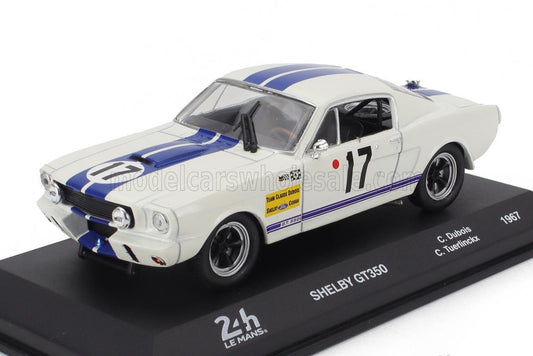 1/43 Atlas IXO Edition FORD USA - MUSTANG SHELBY 350GT 4.7L V8 COUPE TEAM C.DUBOIS N 17 24h LE MANS 1967 CLAUDE DUBOIS - CHRIS TUERLINCKX - WHITE BLUE