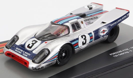 1/43 Atlas IXO Edition PORSCHE - 917K 4.9L TEAM MARTINI RACING N 3 WINNER 12h SEBRING 1971 VIC ELFORD - GERARD LARROUSSE - SILVER BLUE