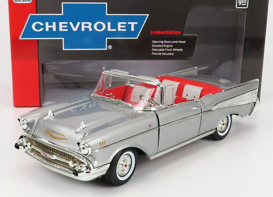 1/18 AUTOWORLD CHEVROLET - BEL AIR CABRIOLET OPEN 1957 - SILVER LIMITED EDITION