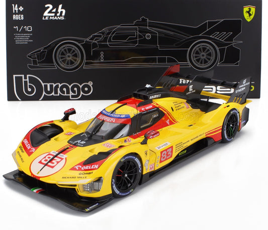 1/18 Burago Signature Die-Cast FERRARI - 499P 3.0L TURBO V6 TEAM AF CORSE N 83 24h LE MANS 2024 ROBERT KUBICA - ROBERT SHWARTZMAN - YIFEI YE - WITH SHOWCASE - YELLOW RED
