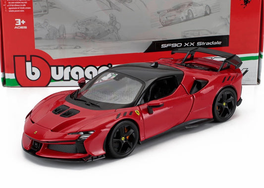1/24 BURAGO Die-Cast FERRARI - SF90 XX STRADALE Supercar 2024 - RED w/ Openings