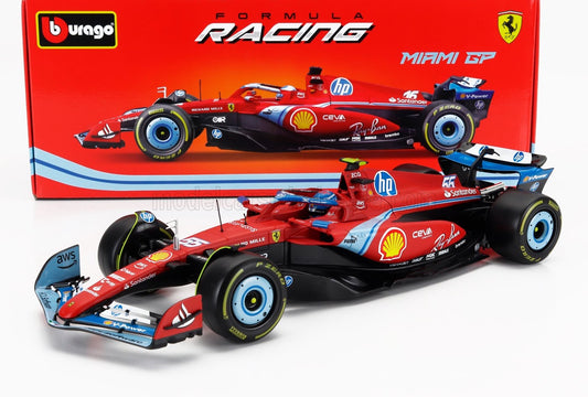 1/18 FERRARI - F1 SF-24 TEAM SCUDERIA FERRARI N 55 5th MIAMI GP 2024 CARLOS SAINZ - RED BLACK LIGHT BLUE