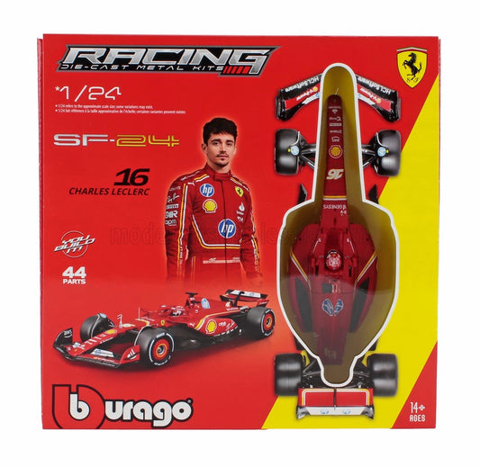 1/24 BURAGO FERRARI - F1 SF-24 TEAM SCUDERIA FERRARI N 16 SEASON 2024 CHARLES LECLERC - RED BLACK