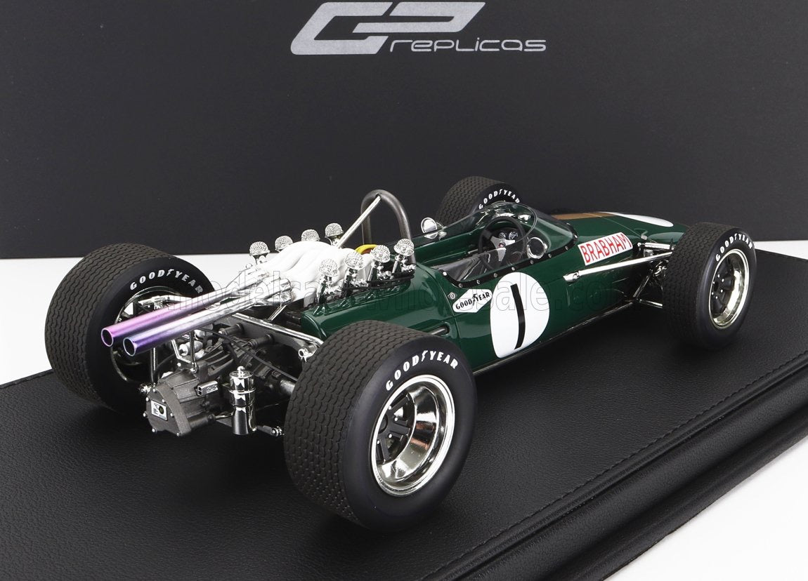 1/18 GP-REPLICAS BRABHAM - F1 BT24 REPCO N 1 2nd MEXICO GP 1967 JACK BRABHAM - WITH SHOWCASE - GREEN GOLD 1 of ONLY 499!
