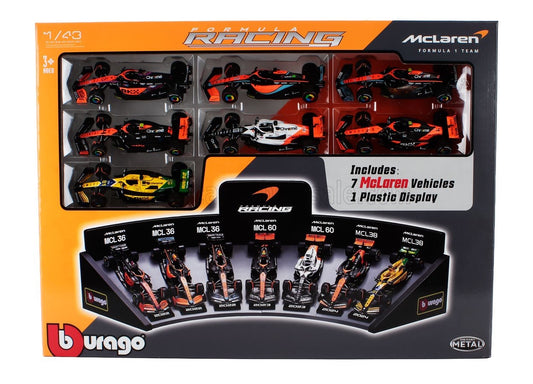 1/43 BURAGO McLAREN - SET F1 7X F1 MCL36 TEAM MCLAREN N 4 2022 + 2X N 3 DANIEL RICCIARDO - MCL60 N 4 2023 LANDO NORRIS + N 81 OSCAR PIASTRI - MCL38 N 4 4th MONACO GP 2024 LANDO NORRIS + N 81 OSCAR PIASTRI