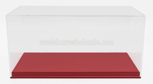 1/18 LUXBOX DISPLAY BOX - BASE IN SYNTHETIC LEATHER BASE RED - 32.2 cmL X 16.2W X 15.6H cm