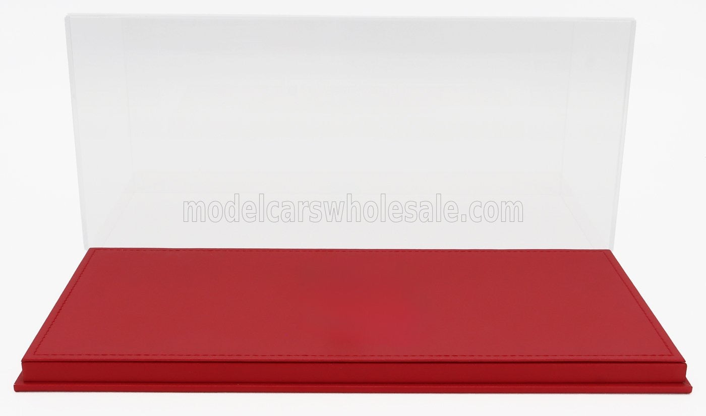 1/18 LUXBOX DISPLAY BOX - BASE IN SYNTHETIC LEATHER BASE RED - 32.2 cmL X 16.2W X 15.6H cm