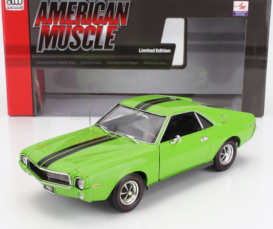 1/18 AUTOWORLD AMC - AMX COUPE 1969 - GREEN BLACK BLACK LIMITED EDITION