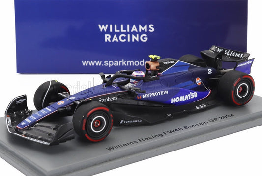 1/43 SPARK WILLIAMS - F1 FW46 TEAM WILLIAMS RACING N 2 BAHRAIN GP 2024 LOGAN SARGEANT
