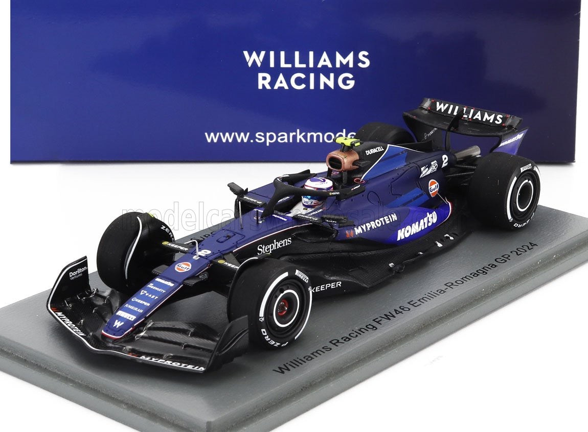 1/43 SPARK WILLIAMS - F1 FW46 TEAM WILLIAMS RACING N 2 EMILIA ROMAGNA ITALY GP 2024 LOGAN SARGEANT