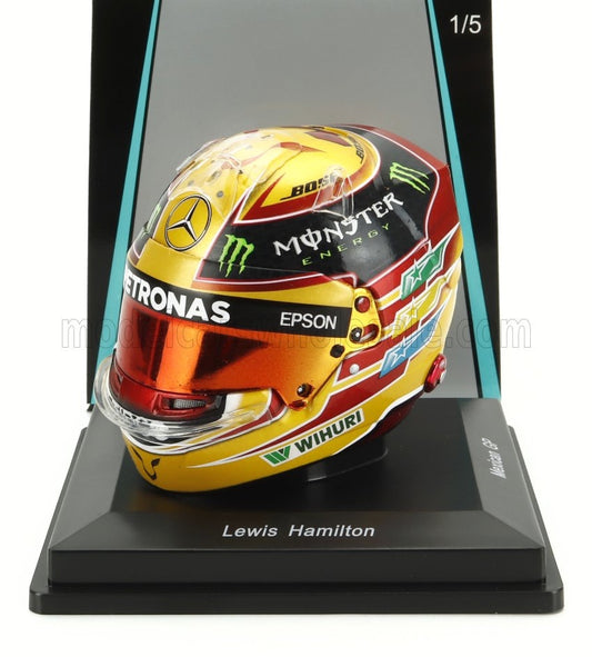 1/5 SPARK-MODEL BELL HELMET - CASCO HELMET F1 LEWIS HAMILTON WORLD CHAMPION TEAM AMG PETRONAS W08 N 44 WINNER MEXICO GP 2017 - YELLOW